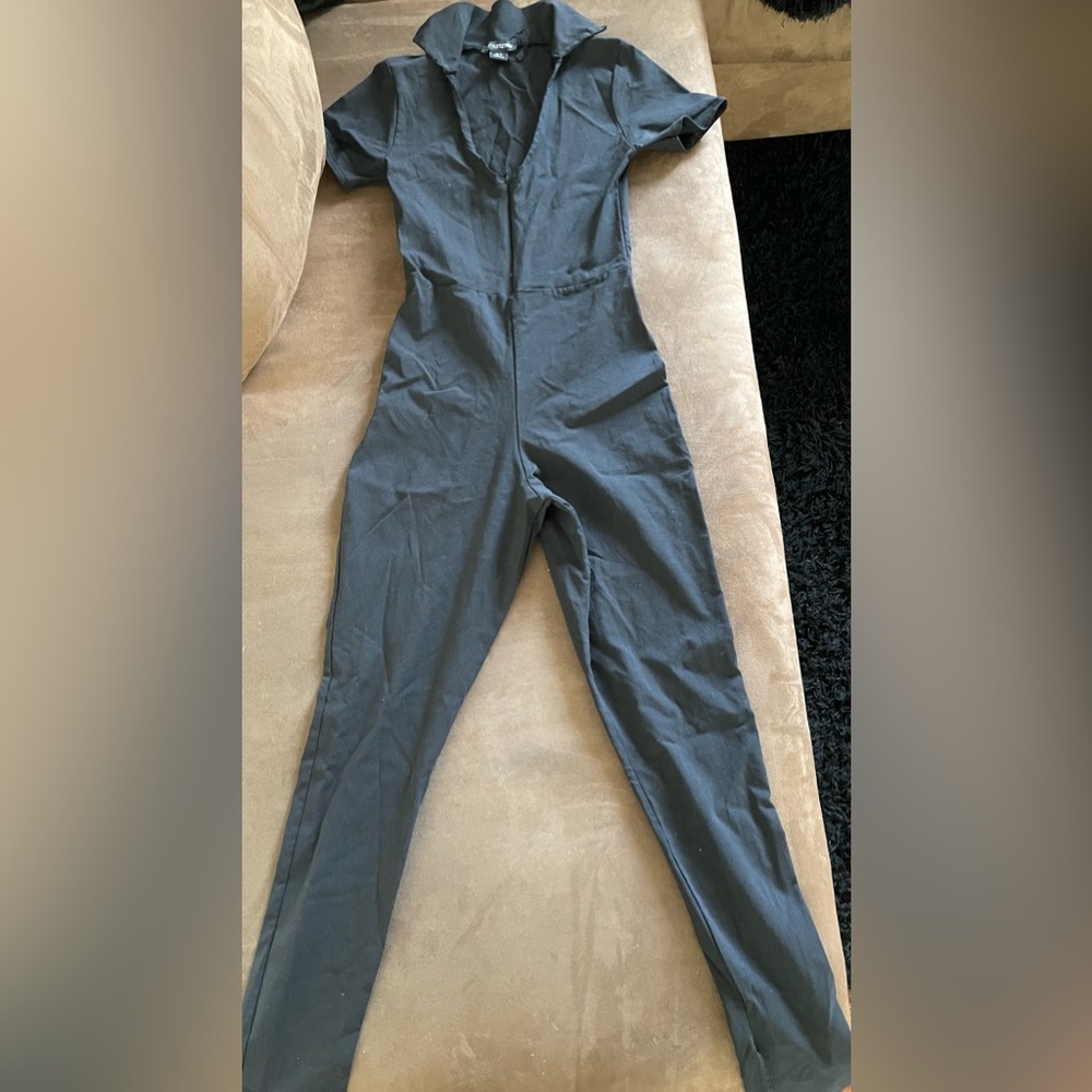 PrettyLittleThing Black Jumpsuit with split hem leg